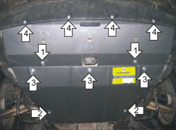 Защита стальная Мотодор (Двигатель, Коробка переключения передач), 2 мм, Сталь для Rover 75 1999-2005 арт. 06001