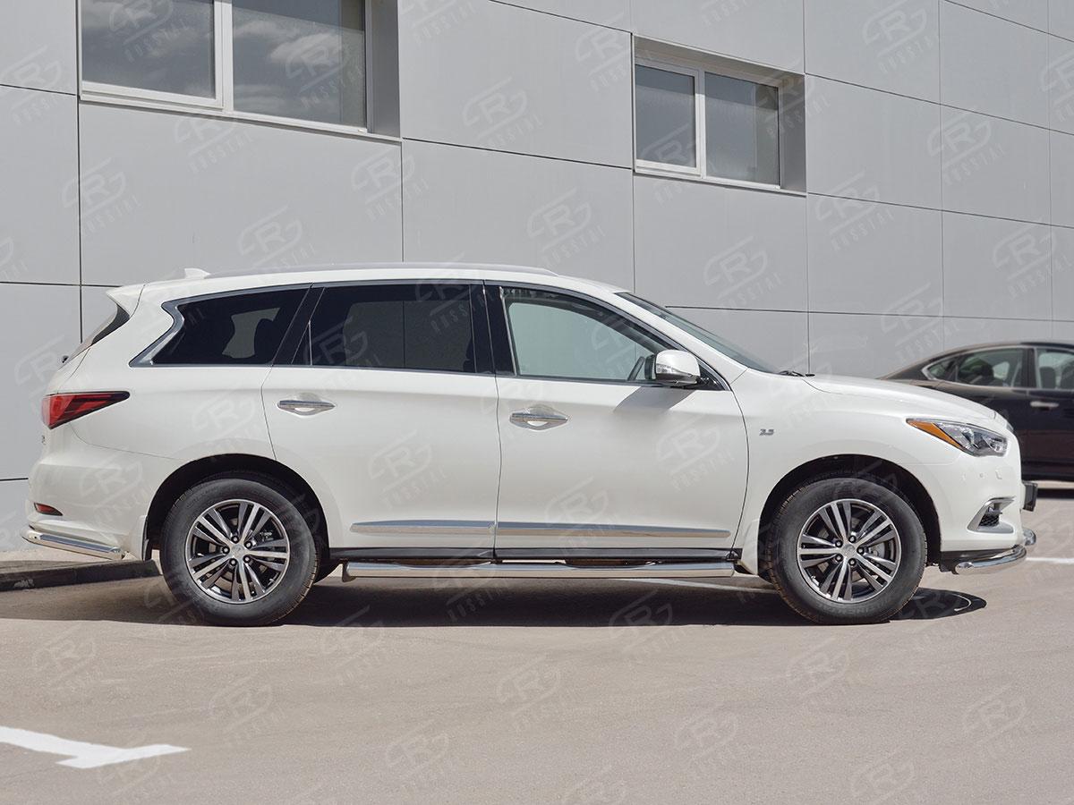 Пороги труба d76 с накладкой вариант 3 для Infiniti QX60 2016, Slitkoff IQXT-0026833