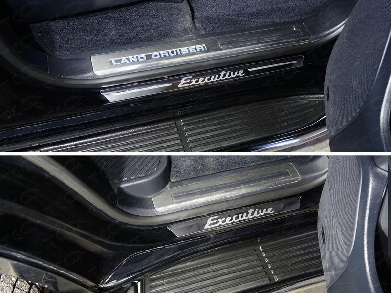 Накладки на пороги (лист зеркальный надпись Executive) 4шт для автомобиля Toyota Land Cruiser 200 EXECUTIVE 2016-