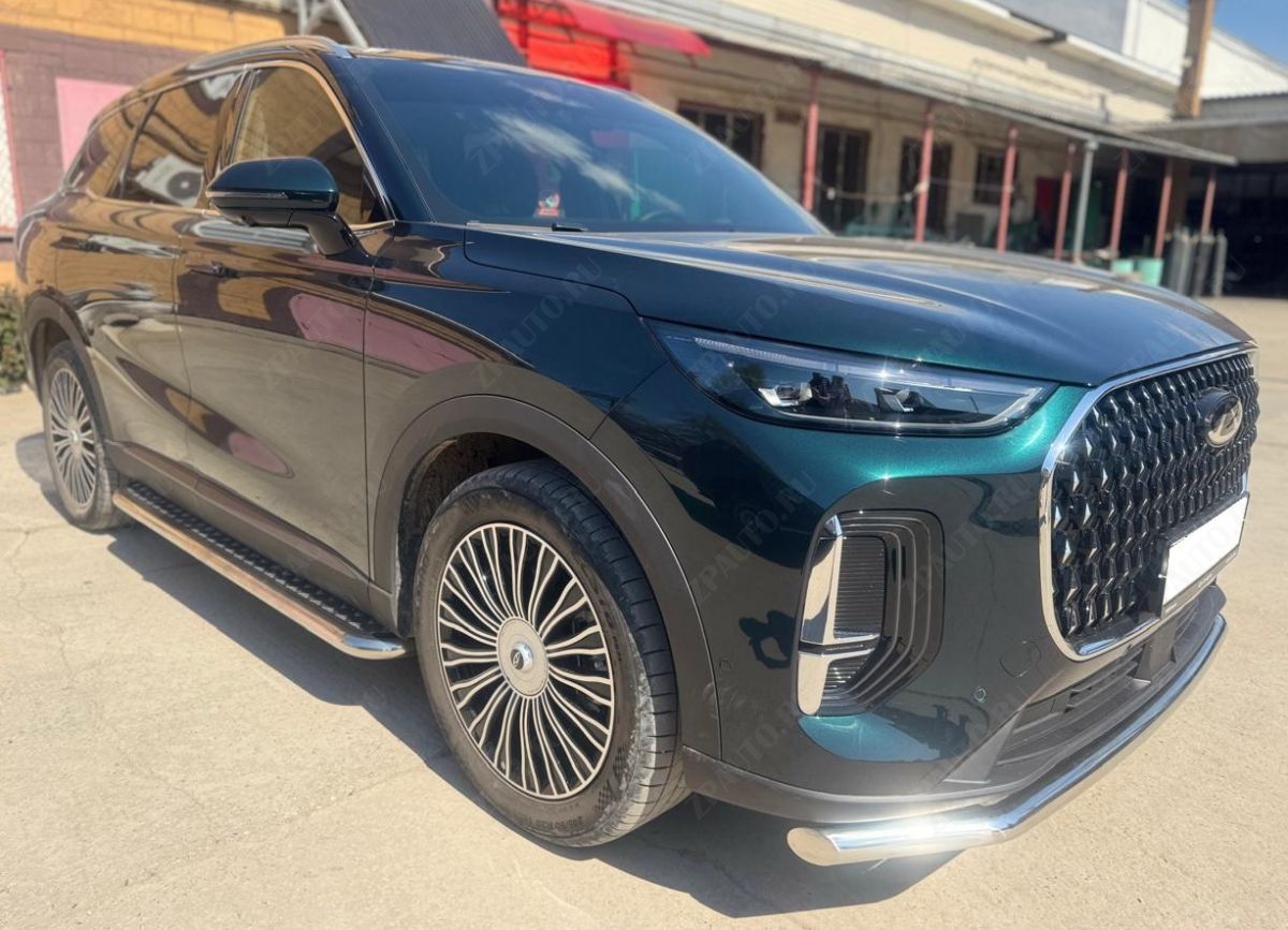 Пороги с накладным листом для автомобиля Chery Tiggo 9 2024 арт. CHTG.9.24.41