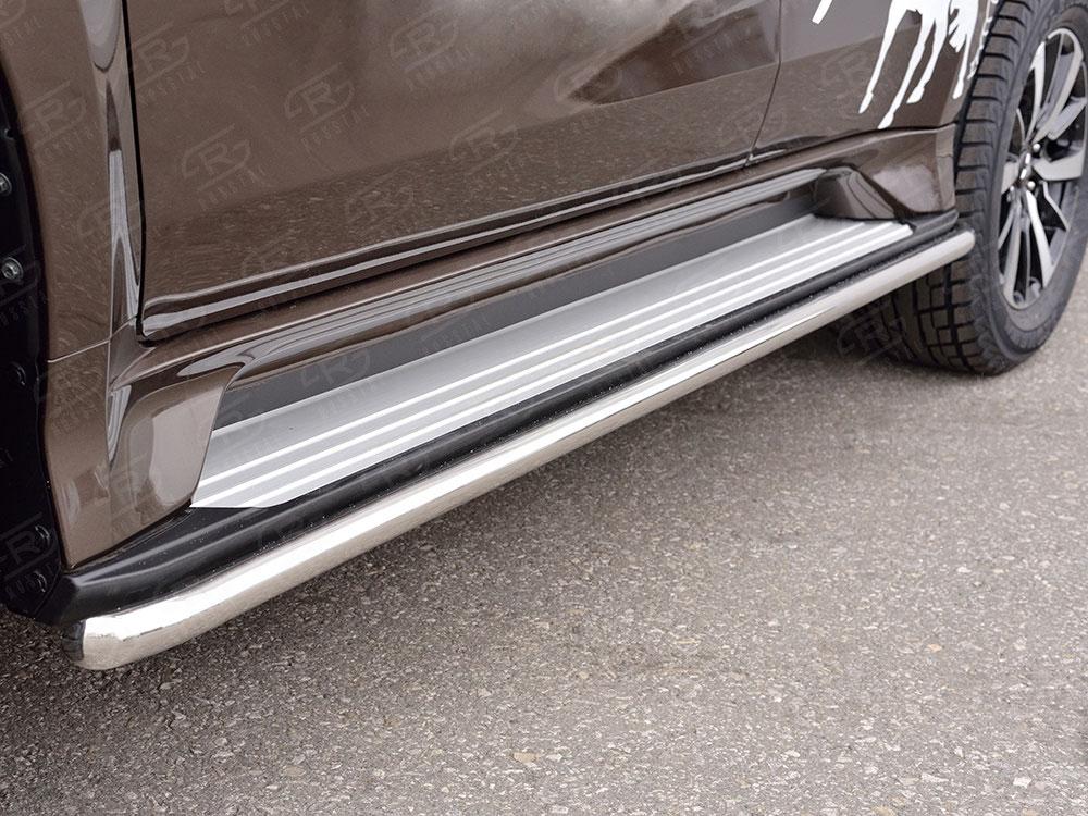 Защита порогов труба d42 для Mitsubishi Pajero Sport 2016, Slitkoff MPJST-002487