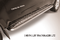 Защита порогов d57 с листом усиленная Chevrolet Trailblazer (2012-2016) Black Edition, Slitkoff, арт. CHTB12-009BE