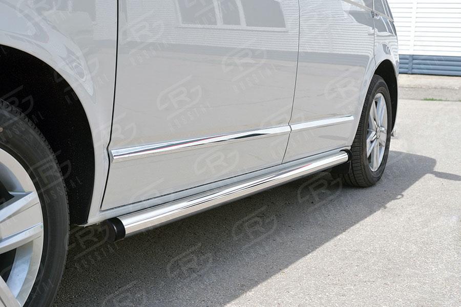 Пороги труба d57 левый вариант 2 Volkswagen Transporter T6 2015 Caravelle/Multivan короткая база, Slitkoff VCTT-0023142