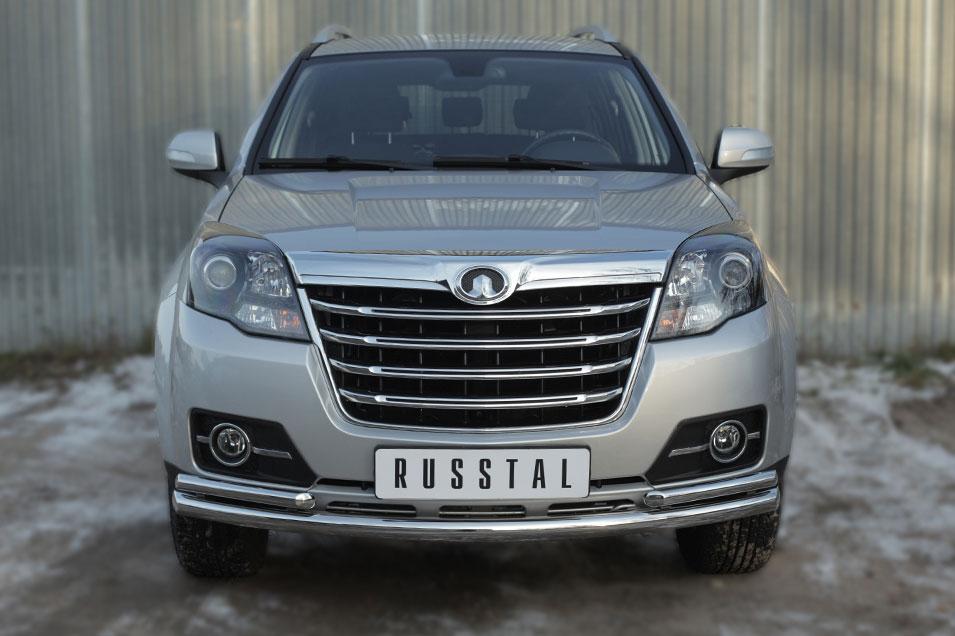 Защита переднего бампера d57/42х2 для Great Wall Hover H3 2014, Slitkoff GWH3Z-001938