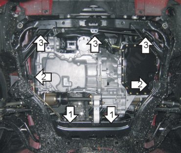 Защита двигателя, кпп стальная Motodor для Mazda 6 I 2002-2007 (2 мм, сталь), 01114