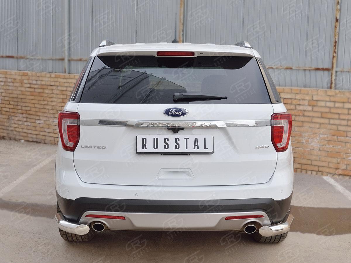 Защита заднего бампера уголки d76 для Ford Explorer 2015, Slitkoff FEZ-002667