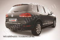 Защита заднего бампера d57+d57 двойная черная Volkswagen Touareg (2010-2014) , Slitkoff, арт. VWTR-010B
