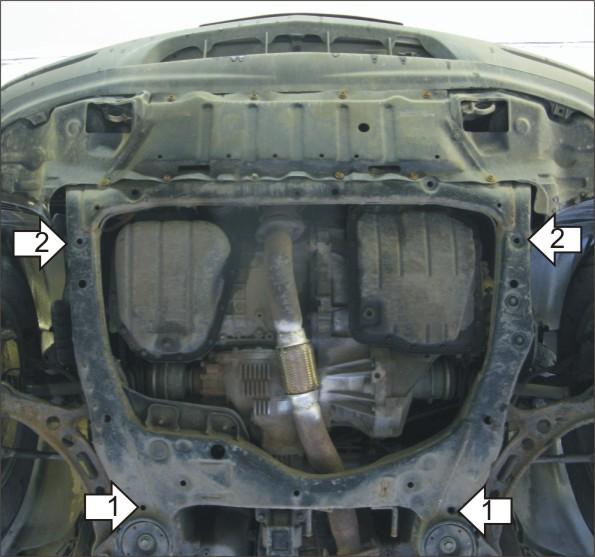 Защита стальная Мотодор (Двигатель, Коробка переключения передач), 2 мм, Сталь для Lexus RX 300 1997-2003 арт. 05001