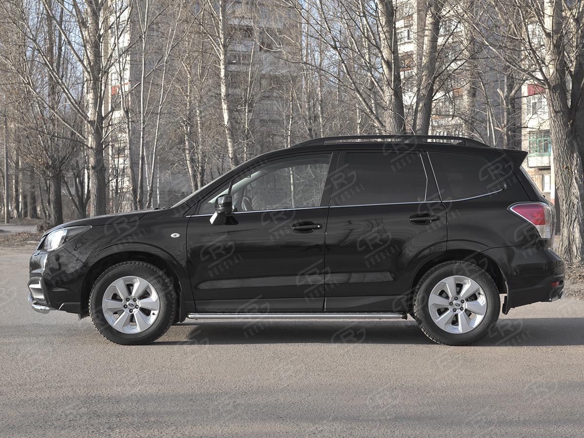SUBARU-FORESTER(SJ)-2016-2018-Пороги-труба-d42-с-листом-(Лист-алюм,проф.нерж)(вариант1)-SUFL-0033471, Slitkoff