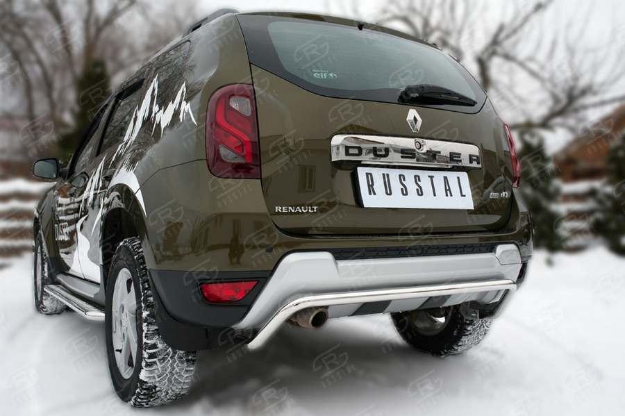 Защита заднего бампера d42 волна на Renault Duster 2015, Slitkoff RDZ-002186