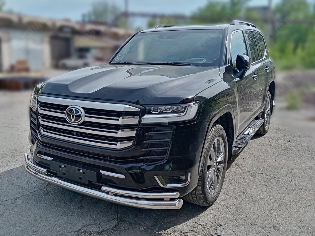 Защита переднего бампера d-76+43 двойная для автомобиля Toyota Land Cruiser 300 2021-наст.вр. арт. LCN300_4.1, Технотек