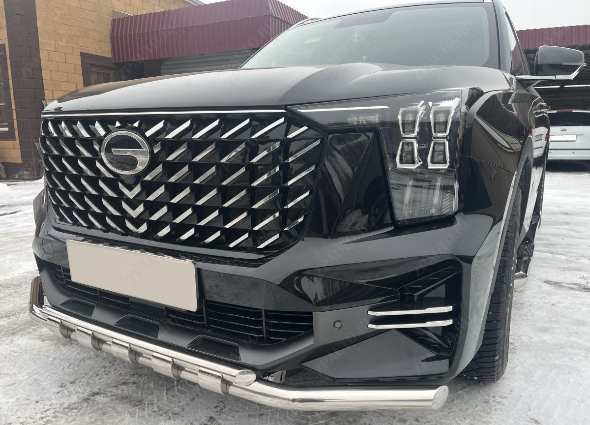 Защита переднего бампера двойная с перемычками для автомобиля GAC GS8 2023 арт. GAC.GS8.23.75