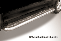 Защита порогов d57 с листом Hyundai Santa-Fe Classic (2000-2012) Black Edition, Slitkoff, арт. HSFT012BE