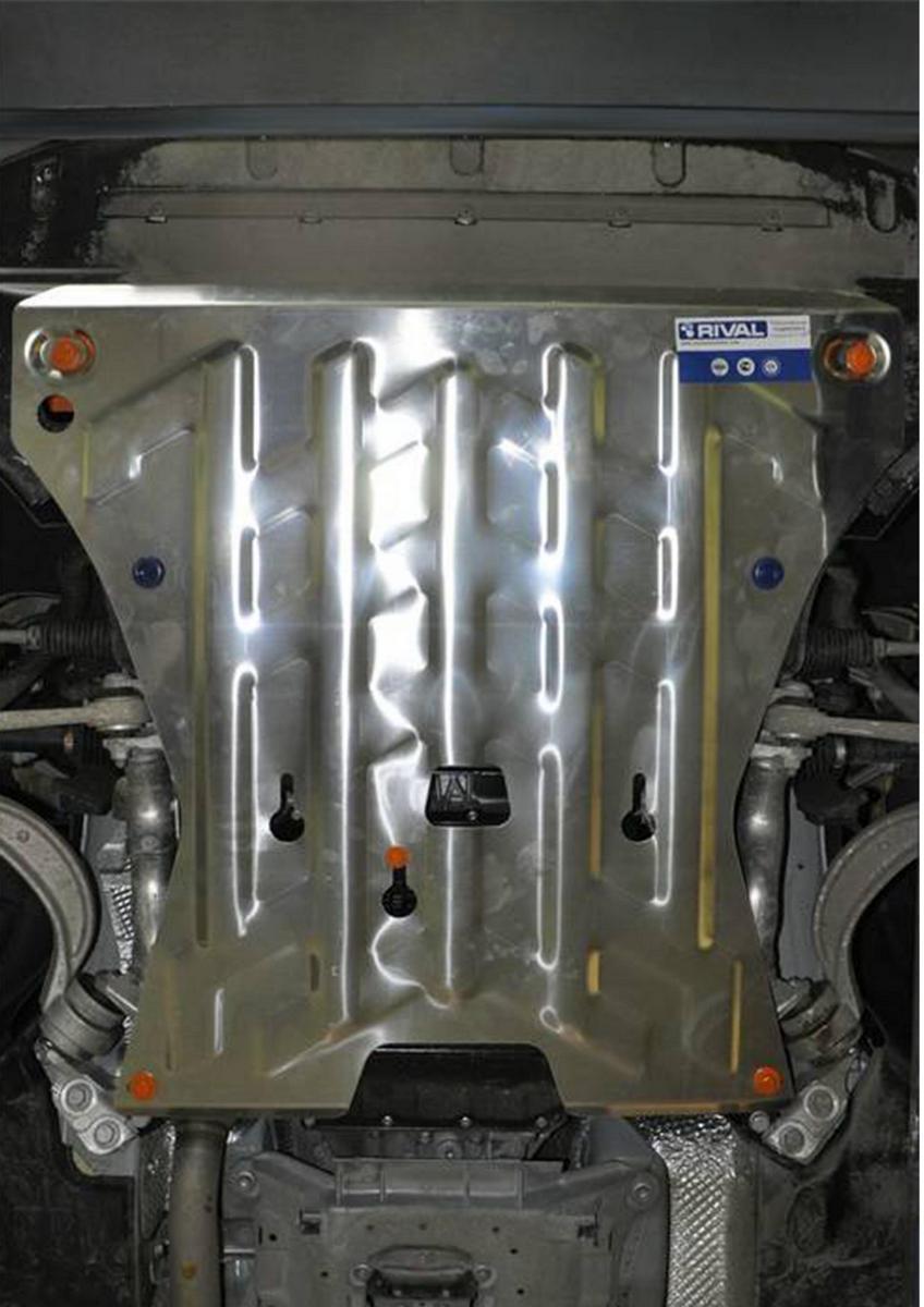 Защита картера и КПП Rival для Audi Q5 I 2008-2017, штампованная, алюминий 4 мм, с крепежом, 333.0321.1