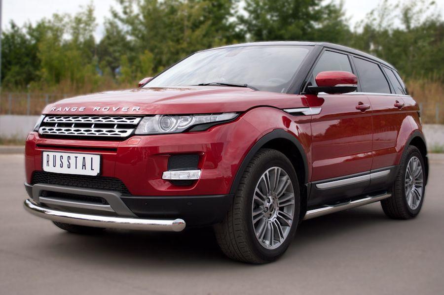 Пороги труба d76 с накладками вариант 3 для Land Rover Evoque Prestige Pure, Slitkoff REPT-0008053