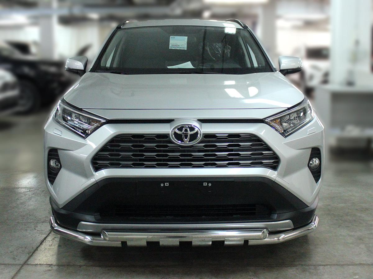 Защита переднего бампера d-60 с доп.накладками для автомобиля Toyota RAV4 2019 арт. TRN19_1.7, Технотек
