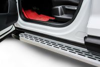 Пороги алюминиевые "Premium Silver" 1800 серебристые Ford Explorer (2017-2019) , Slitkoff, арт. AL-FEX1810