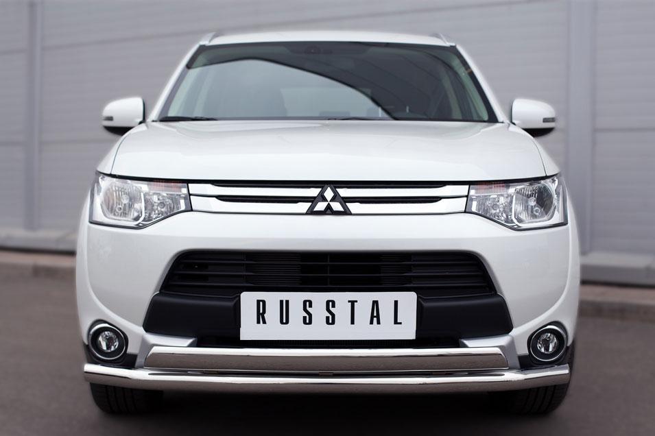 Защита переднего бампера d57/75х42 для Mitsubishi Outlander 2014, Русталь MORZ-001890, Slitkoff