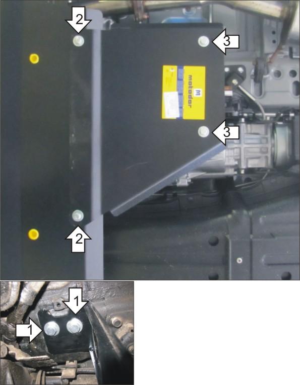 Защита алюминиевая Мотодор (Раздаточная коробка), 5 мм, Алюминий для Mitsubishi Pajero IV 2012-2020 арт. 31322