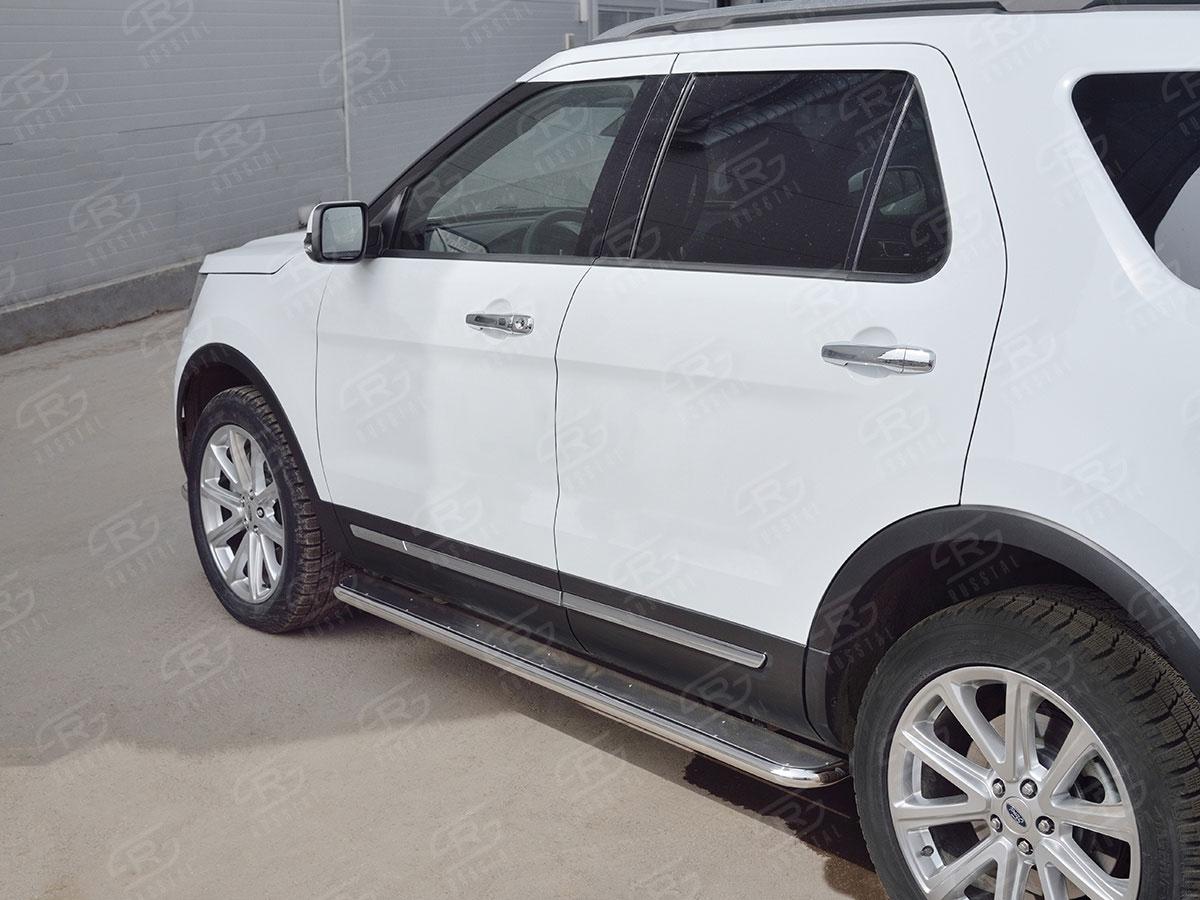 Пороги труба d42 с листом вариант 3 для Ford Explorer 2015, Slitkoff FEL-0026573