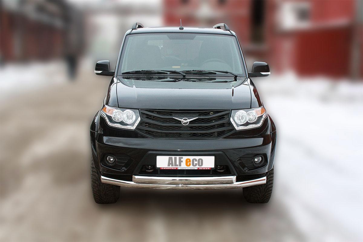 Защита передняя двойная (КРУГ+ОВАЛ) D 76,1/75х42 для УАЗ Patriot(УАЗ Патриот), ALFeco арт. UAZPAT-14.03