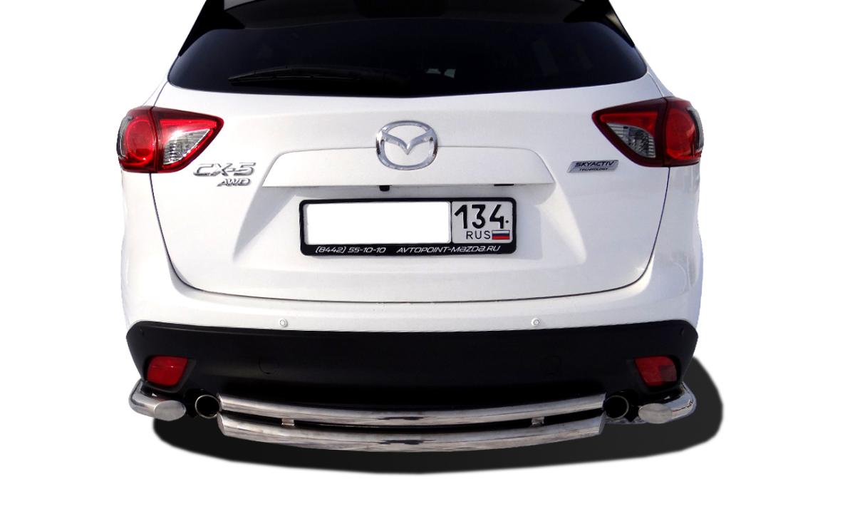 Защита заднего бампера двойная d60/42 для Mazda CX-5 2011, MCX5.13.20, Россия