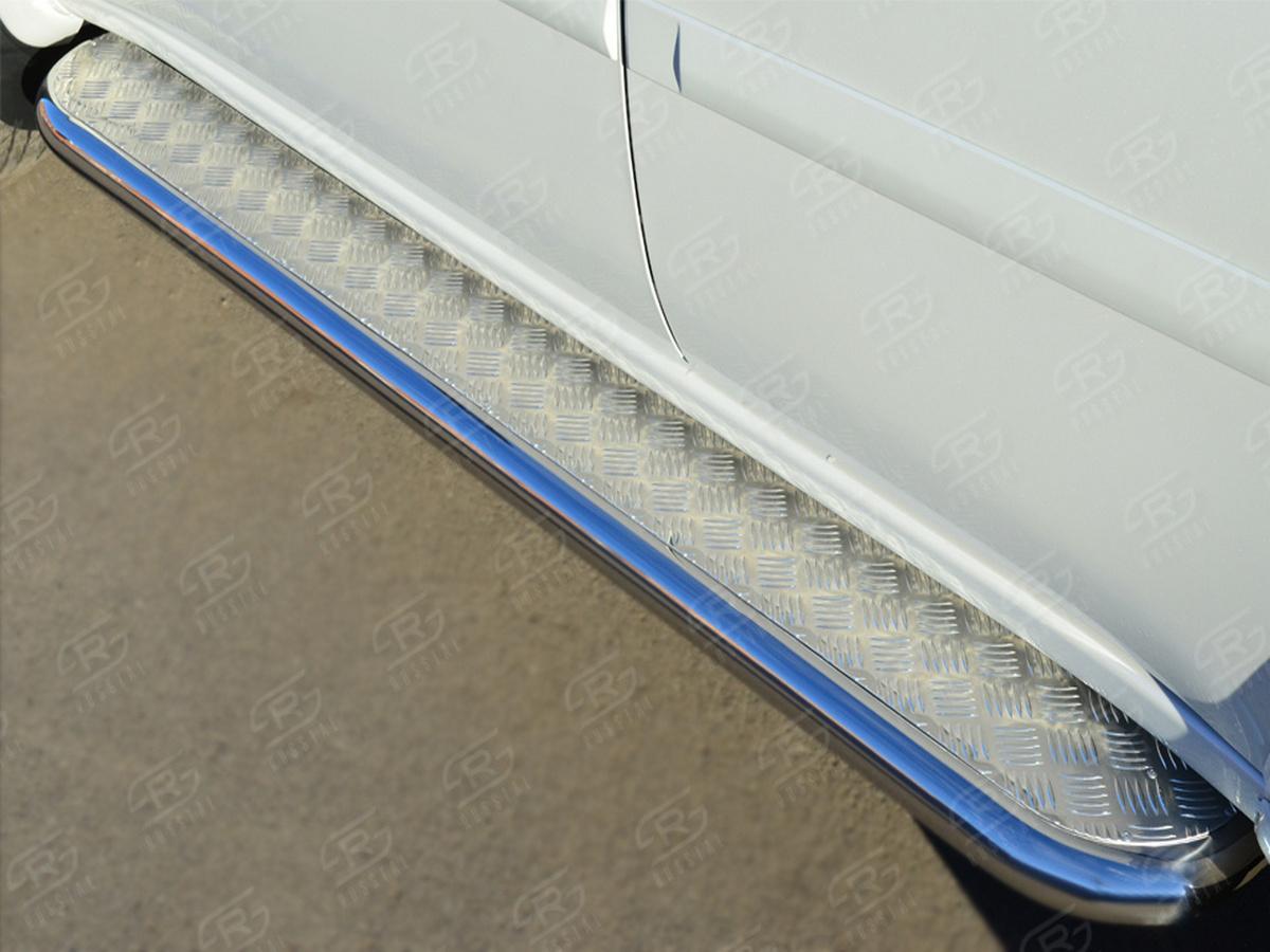 Mitsubishi Pajero Sport 2013-2015 Пороги труба d57 с листом (Лист алюм, проф. нерж)(Вариант1) MPSL-0015821