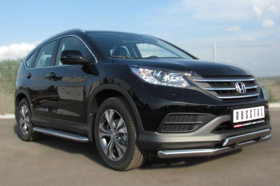 Пороги труба d42 с листом для Honda CR-V 2013, Slitkoff HVL-001341