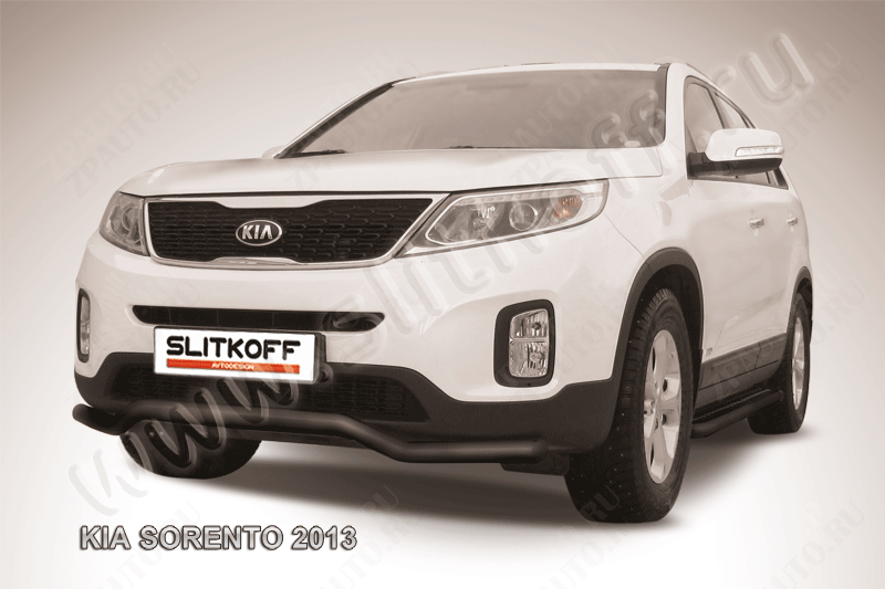 Защита переднего бампера d57 волна черная Kia Sorento (2012-2021) , Slitkoff, арт. KS13-005B