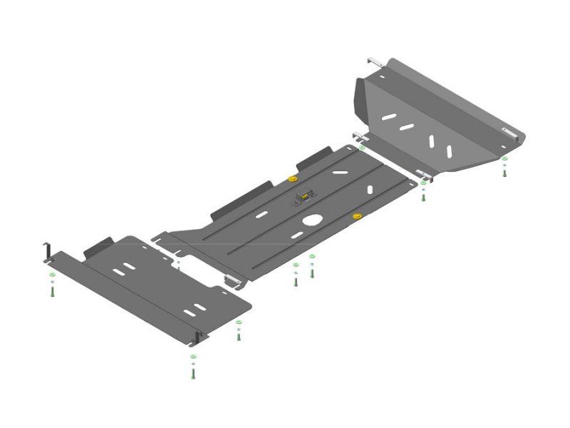 Защита двигателя, пер. дифф., кпп, радиатора, рк стальная Motodor для Dodge RAM 2009-2019 (2 мм, сталь), 02905