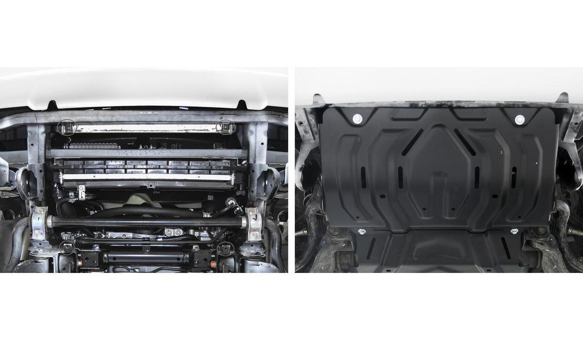Защита радиатора Rival для Mitsubishi L200 V 2015-2019 2018-н.в., сталь 1.8 мм, с крепежом, штампованная, 111.4046.2