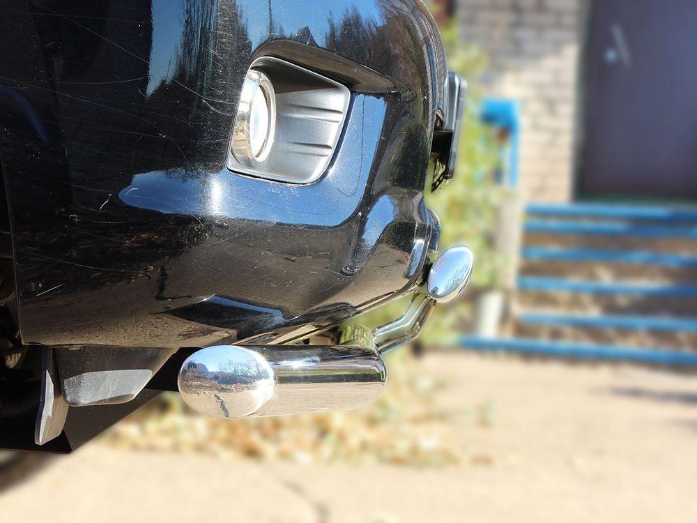 Дуга передняя по низу бампера d-76+76х43 радиусная двойная (верхняя труба овальная) для Toyota Land Cruiser 150 Prado, Технотек LCPR10_1.5