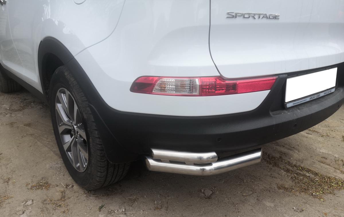 Защита заднего бампера угловая двойная d60/42 для KIA Sportage 2010, KSP.10.20, Россия