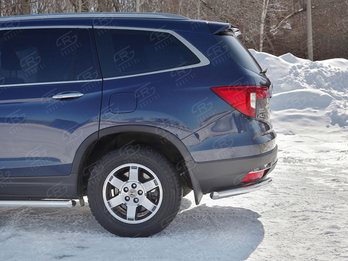 Защита заднего бампера уголки d57 на Honda Pilot III 2015, Slitkoff HPZ-002928