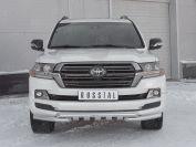 Защита переднего бампера d57/57 уголки с клыками на Toyota Land Cruiser 200 2017 Excalibur, Slitkoff TLCZ-002900