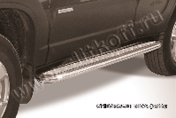 Защита порогов d57 с листом усиленная Chevrolet Niva (2009-2020) Black Edition, Slitkoff, арт. CHN10-008BE