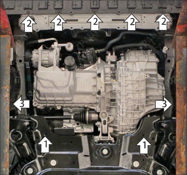 Защита АвтоСтандарт (Двигатель, Коробка переключения передач), 1,5 мм,  для Changan UNI-V  2021- арт. 57208