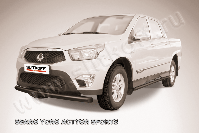 Защита переднего бампера d76 черная SsangYong Actyon Sport (2012-2016) , Slitkoff, арт. SYAS002B