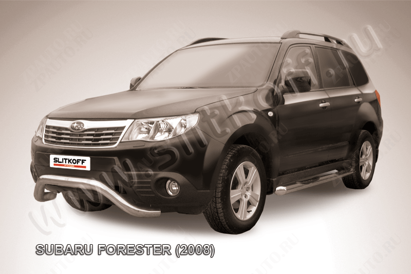 Кенгурятник d76 мини Subaru Forester (2007-2013) Black Edition, Slitkoff, арт. SF004BE