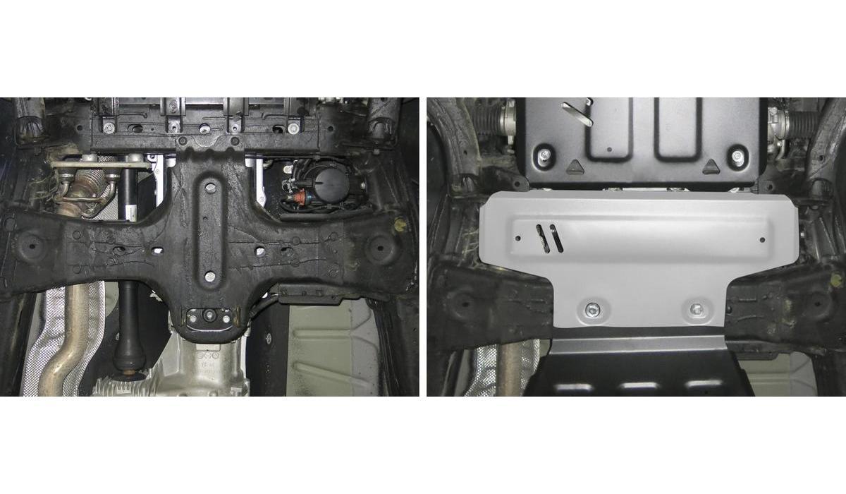 Защита КПП Rival для Volkswagen Amarok I рестайлинг 2016-2019, штампованная, алюминий 4 мм, с крепежом, 333.5852.1