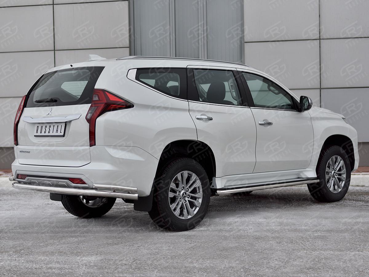 MITSUBISHI PAJERO SPORT 2021- Защита заднего бампера d57 секции-d42 уголки MPJSZ-003658