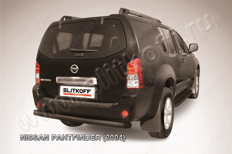 Защита заднего бампера d76 черная Nissan Pathfinder R51 (2004-2010) , Slitkoff, арт. NIP011B