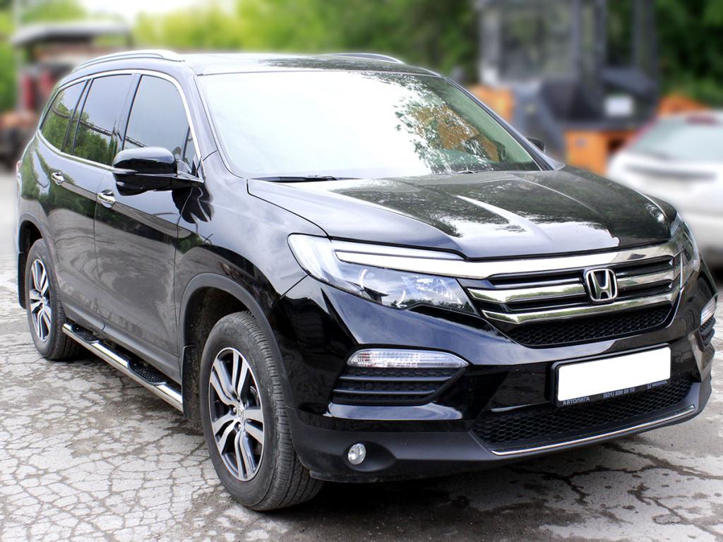 Пороги степ d-76 для автомобиля Honda Pilot 2015-2018г.в., Технотек, арт. HPIL15_2