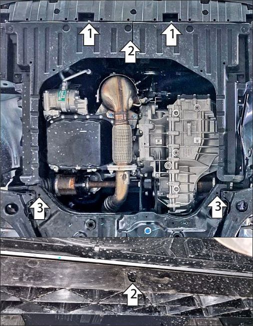 Защита стальная Мотодор (Двигатель, Коробка переключения передач), 2 мм,  BAIC X7  2020- арт. 78505
