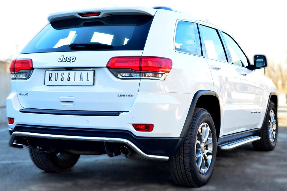 Защита заднего бампера d42 волна для Jeep Grand Cherokee 2013 WK2 компл. Overland, Slitkoff JCOZ-002030