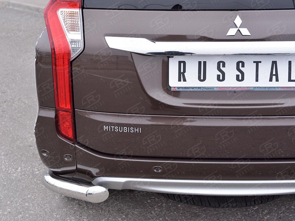 Защита заднего бампера уголки d76 секция (под фаркоп) для автомобиля Mitsubishi  PAJERO SPORT 2016, Slitkoff MPJSZ-002492
