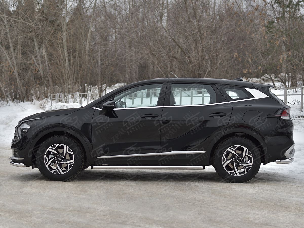 KIA SPORTAGE 2021- Пороги труба d57 секции (вариант 1) (NOT STYLE AND X-LINE) KST-004031