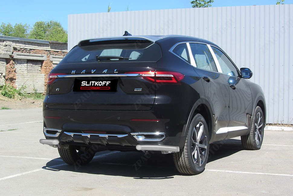 Уголки d57 серебристые Haval F7 F7x (2019-2023) , Slitkoff, арт. HavF7011S