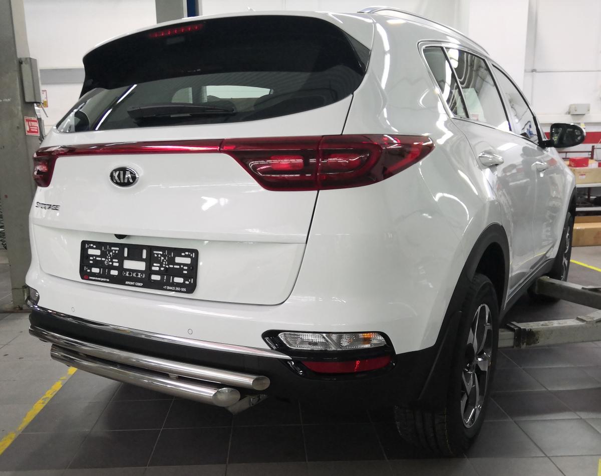 Защита заднего бампера двойная для автомобиля KIA Sportage 2018 (рестайлинг), Россия KSP.18.16