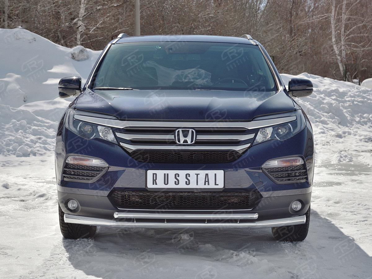 Защита переднего бампера d57/42 на Honda Pilot III 2015, Slitkoff HPZ-002919